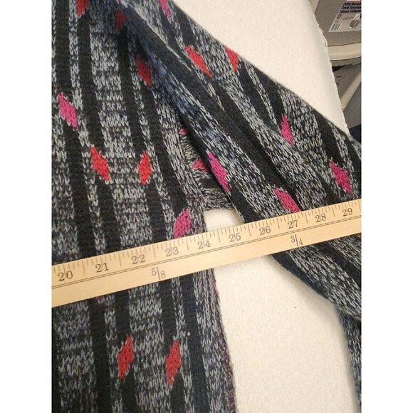 Vintage 90s Permit Striped Design Mens Pullover Sweater- Size XL Gray/Red - Picture 2 of 6